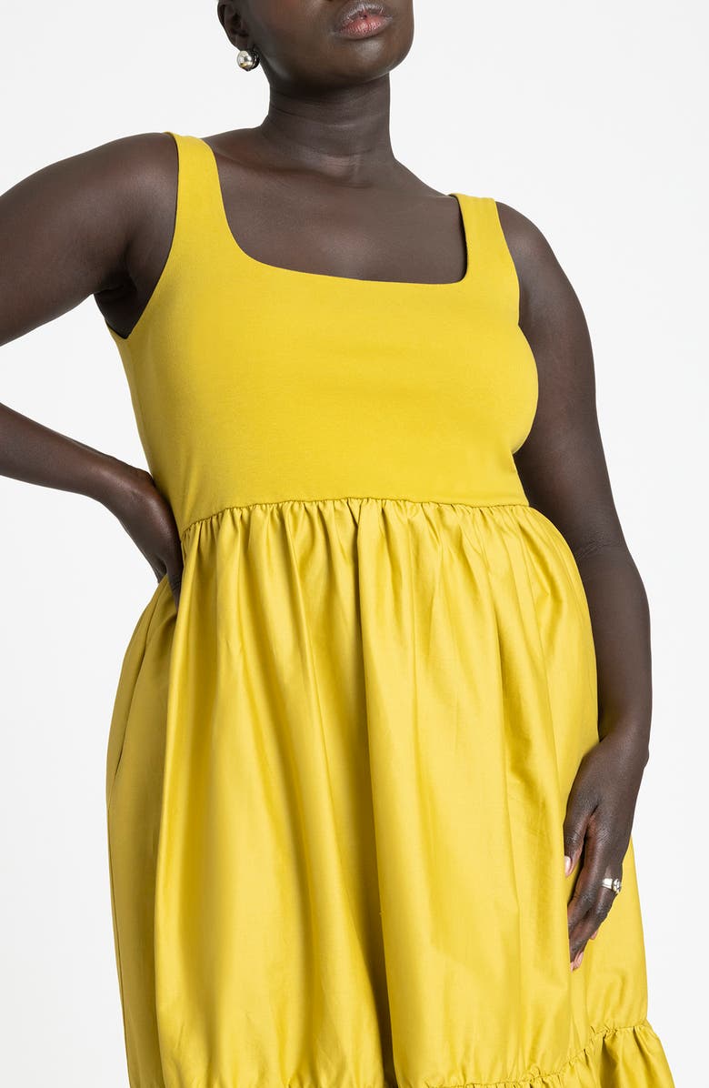 ELOQUII Sleeveless Tiered Mixed Media Maxi Sundress, Alternate, color, 