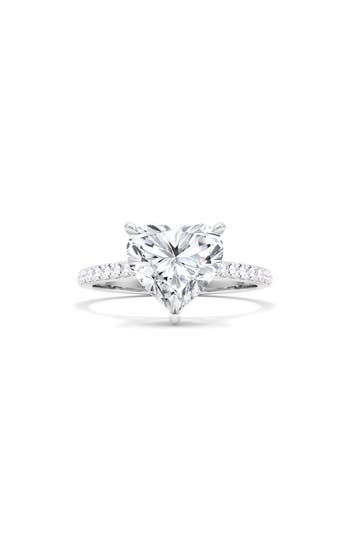 Hautecarat 18k White Gold Heart Shaped Lab Created Diamond Engagement Ring In 18k White Gold
