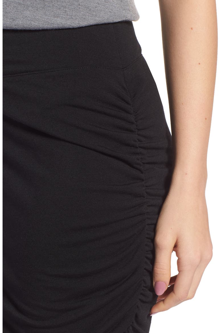 Ruched Knit Midi Skirt, Alternate, color, BLACK