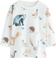 NEXT Kids' Watercolor Animal Print T-Shirt