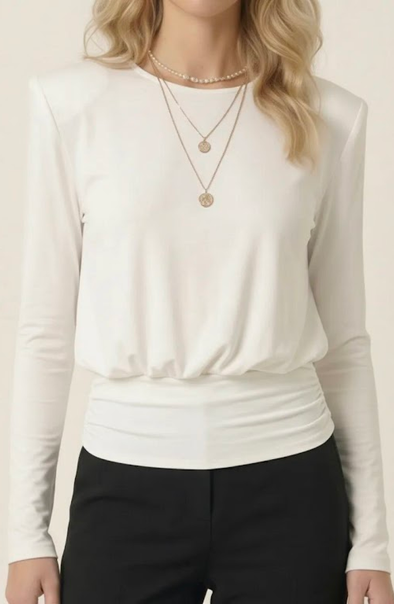 Modenaire Draped Open Back Long Sleeve Top, Main, color, 