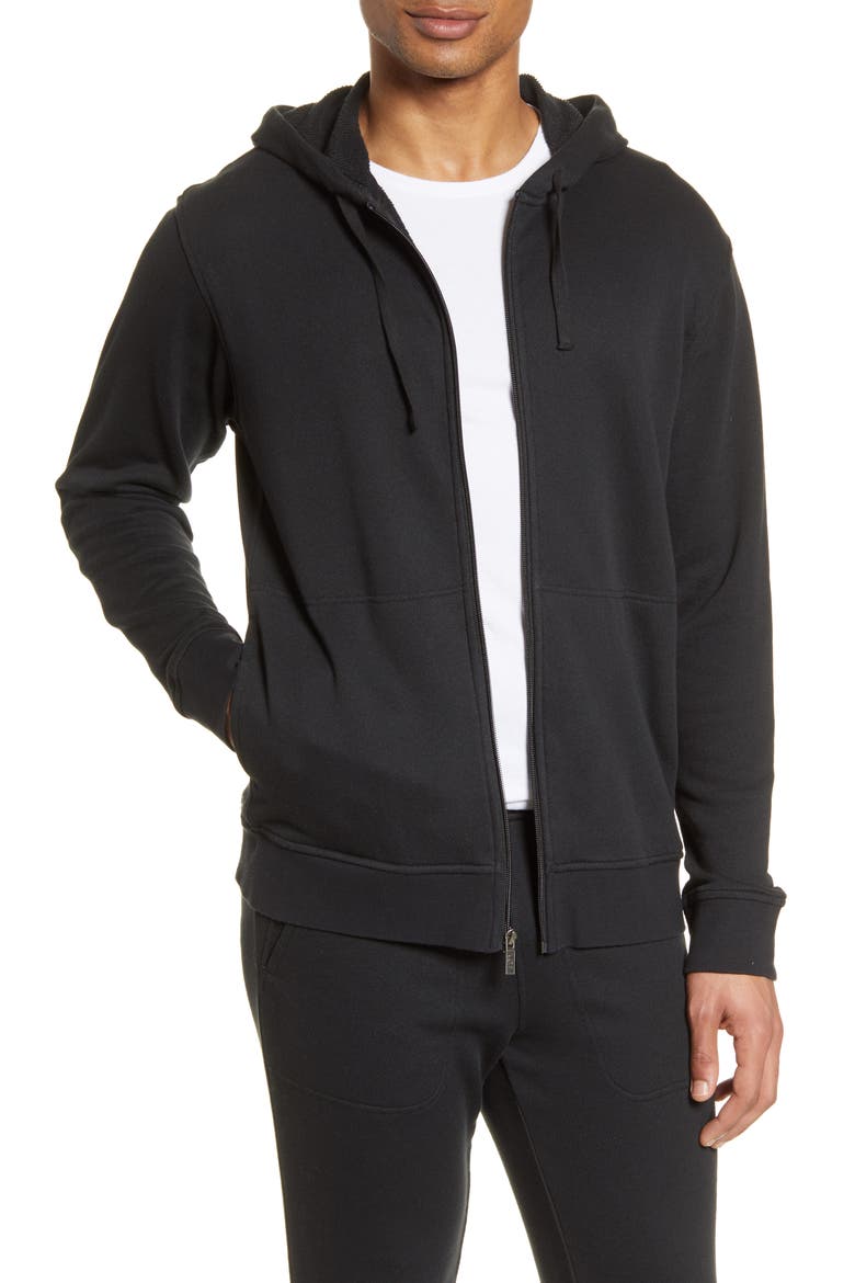 Gordon French Terry Zip Hoodie, Main, color, BLACK