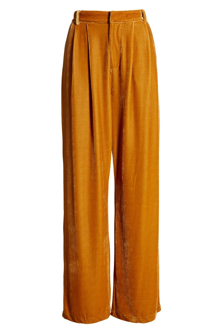 Velvet Wide Leg Pants, Alternate, color, YELLOW
