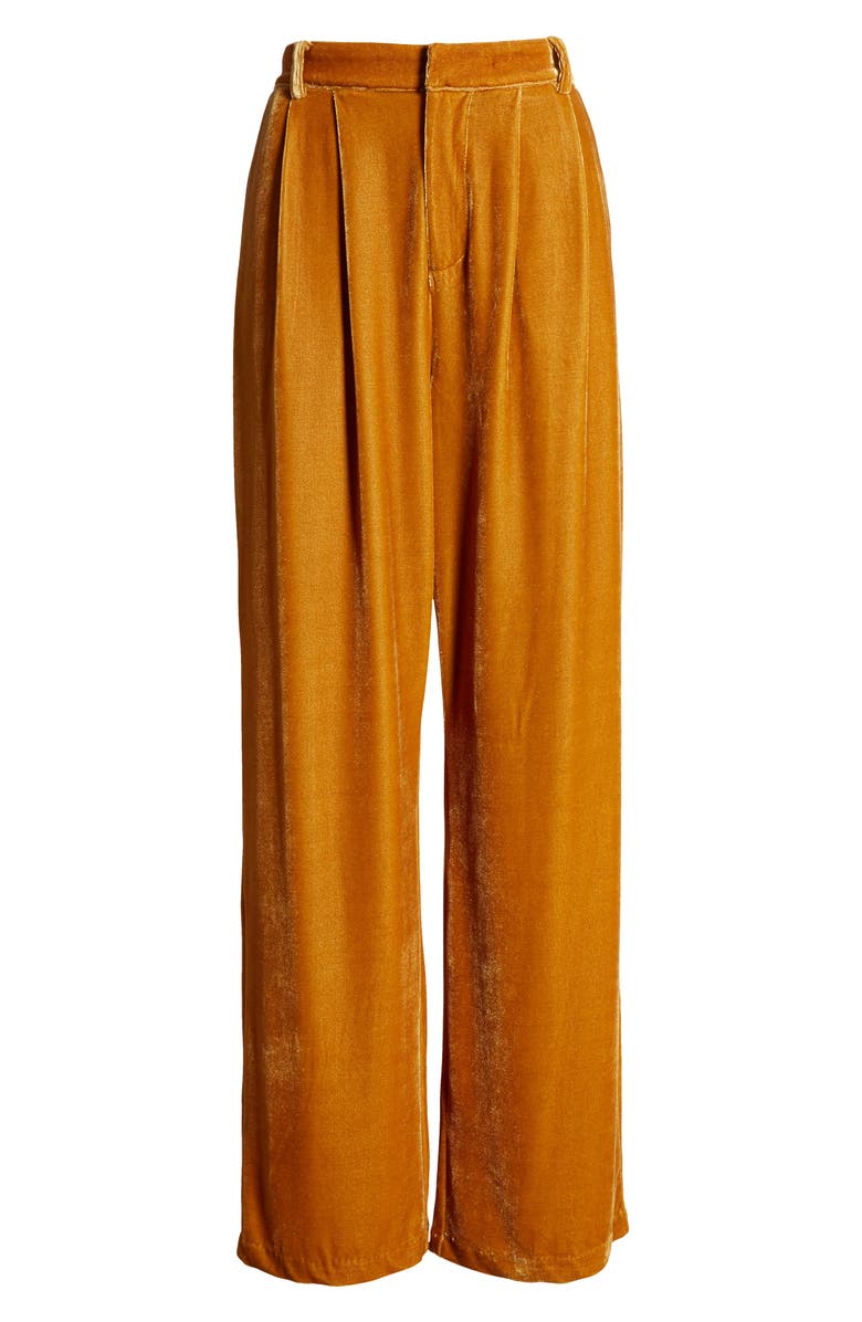 Endless Rose Velvet Wide Leg Pants, Alternate, color, Yellow