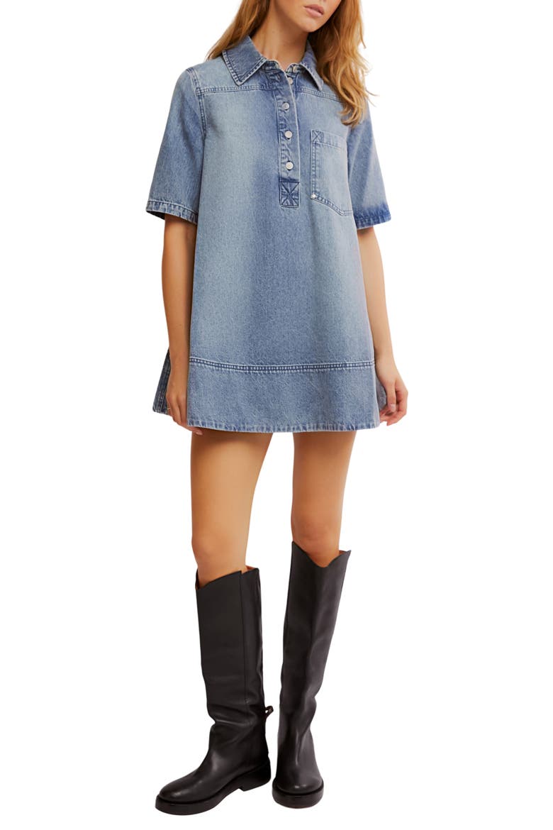 Remino Denim Minidress, Main, color, OCEAN BLUE