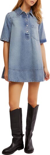 ★Free People フリーピープル レミノデニムミニドレス★ Free People Women's Remino Denim Mini, Ocean Blue at Amazon