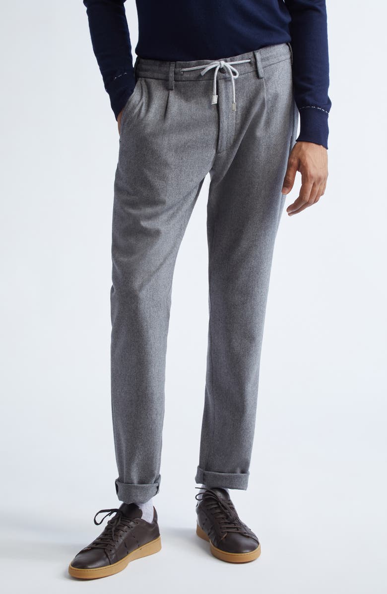 Eleventy Stretch Virgin Wool & Cashmere Pants, Main, color, Medium Gray Melange