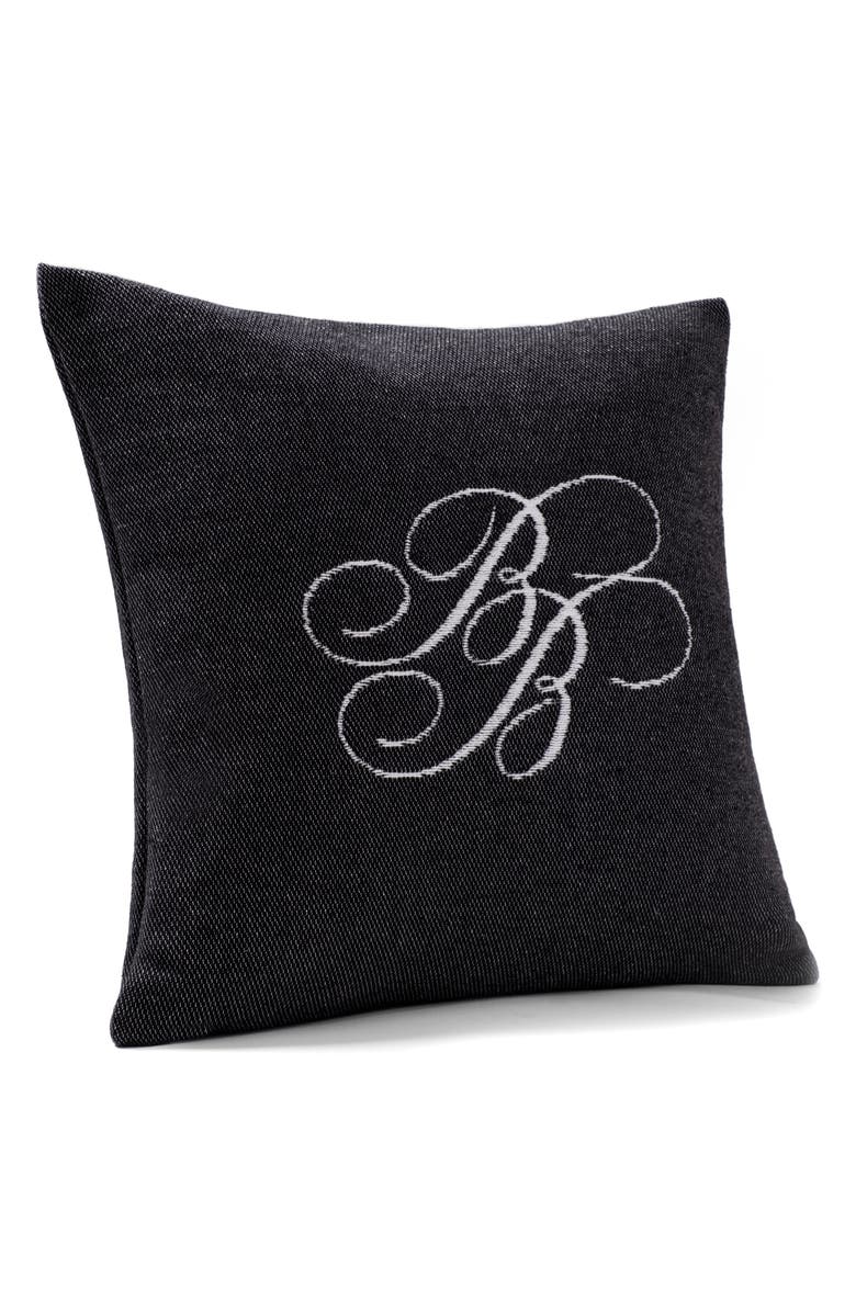 Brooks Brothers BB Monogram Throw Pillow, Alternate, color, Black