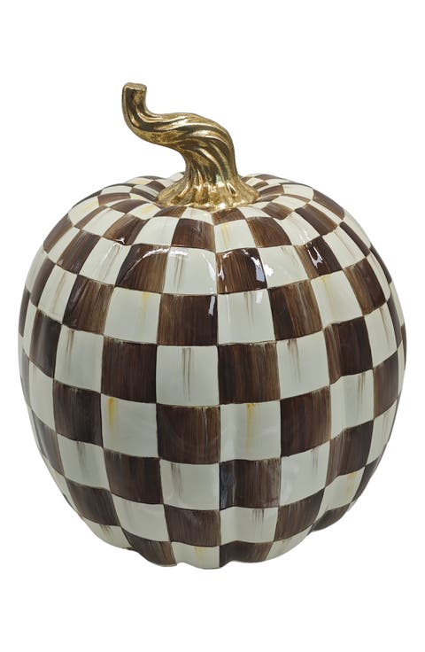 Chocolate Check Mini Pumpkin Decoration