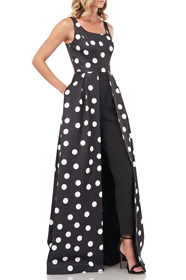 Kimberly Kay Polka Dot Jumpsuit, Alternate, color, BLACK/ WHITE