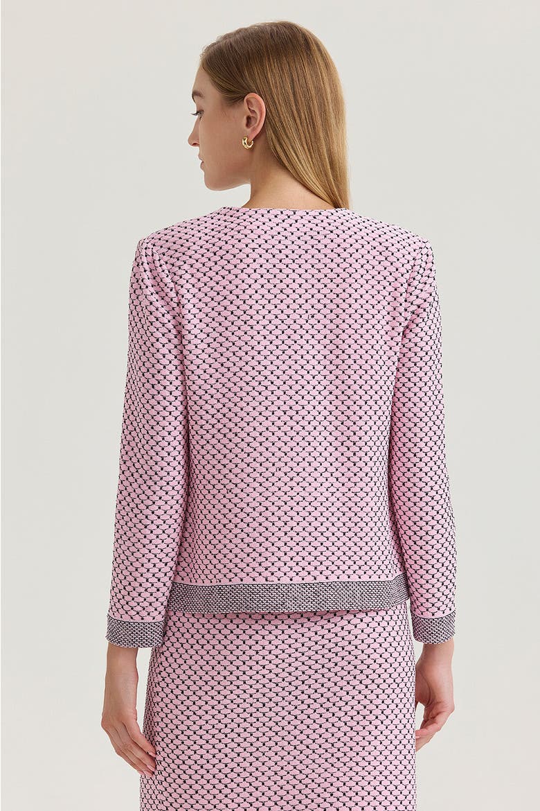 Family Savvy Heritage Shell Stitch Knit Jacket, Alternate, color, Perfect Pink/Black