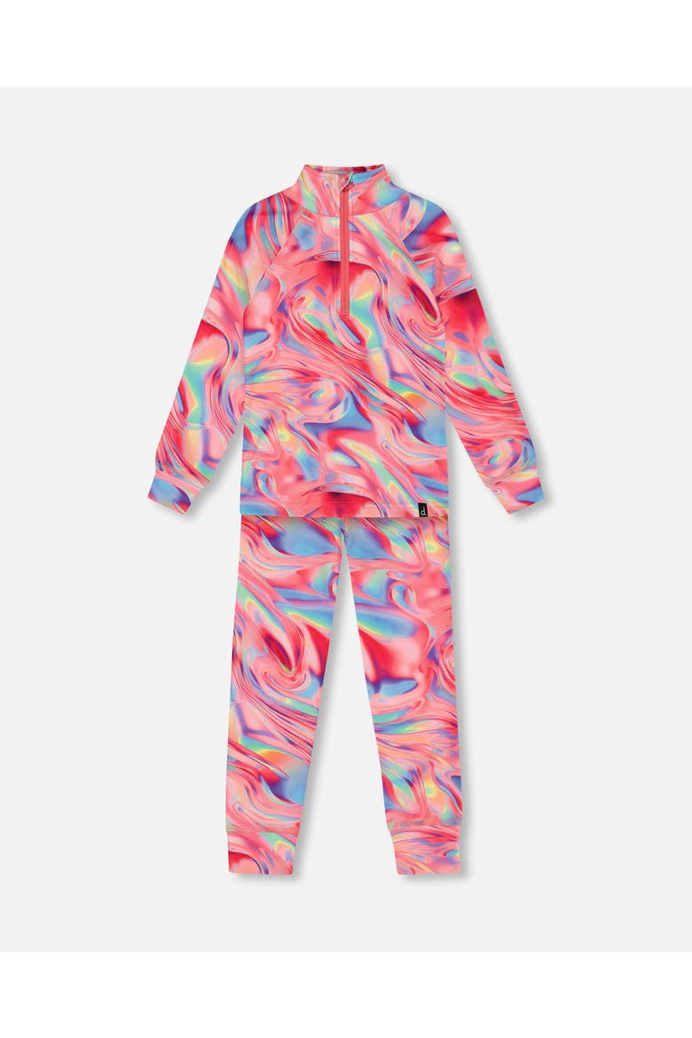 Little Girl's Two Piece Thermal Underwear Set Printed Marble, Main, color, Printed Marble