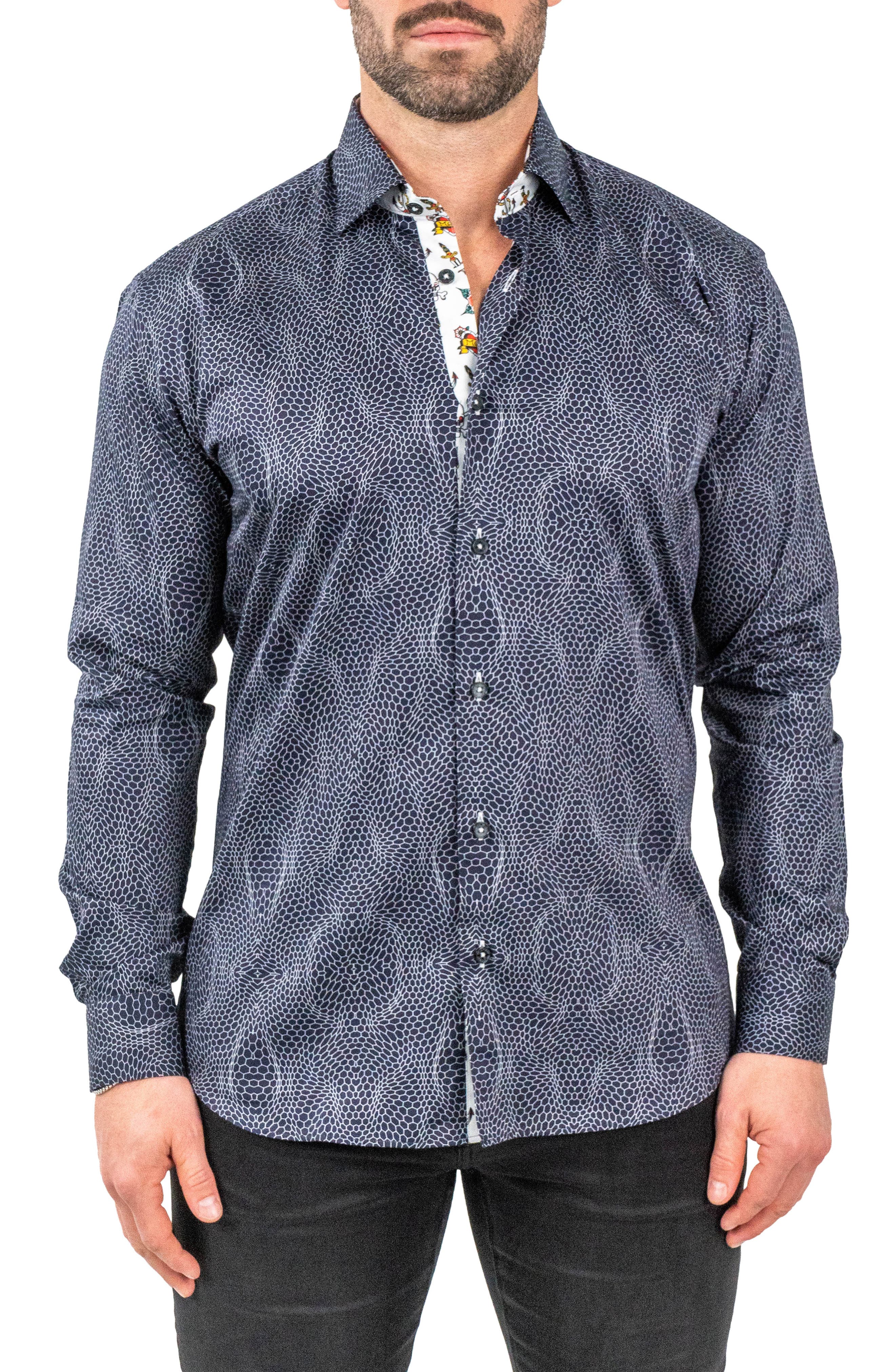 Fibonacci Pirate Net Contemporary Fit Button-Up Shirt