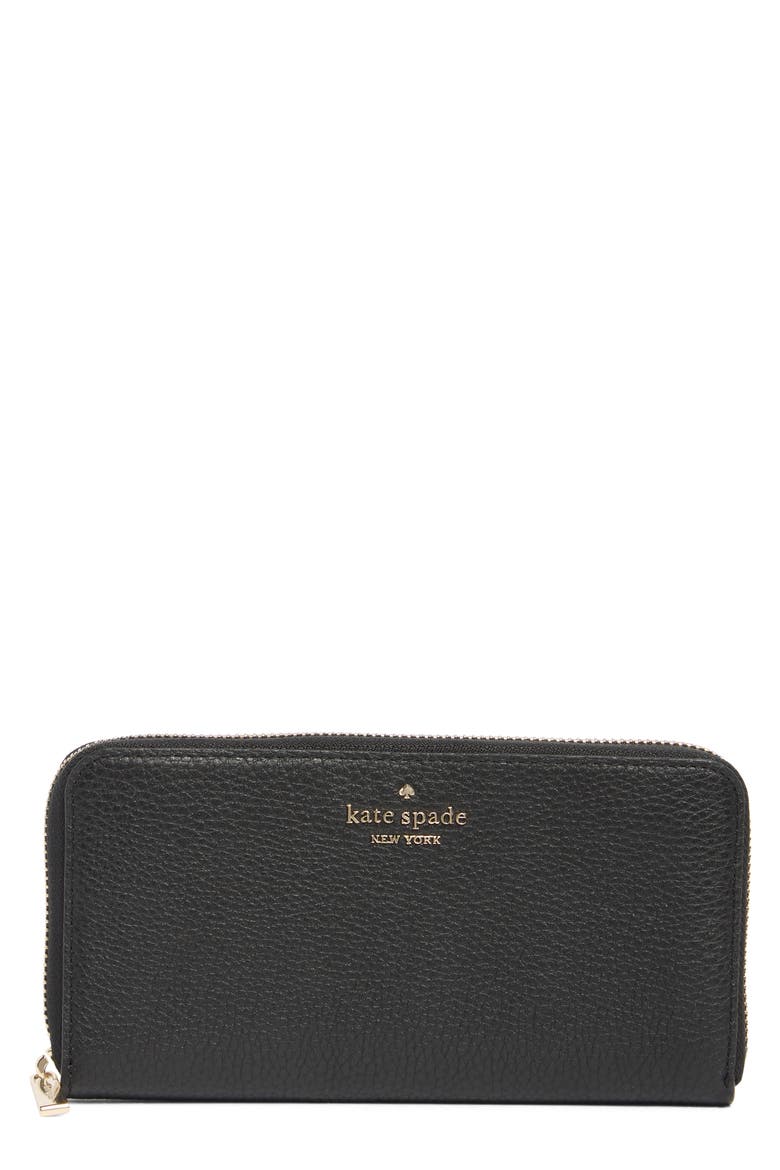 pebbled leather continental wallet, Main, color, BLACK