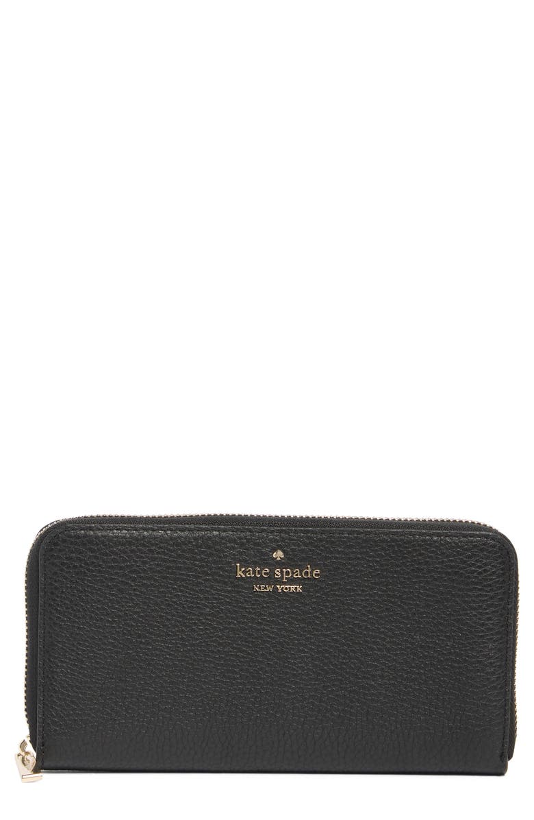 Kate Spade New York pebbled leather continental wallet, Main, color, Black