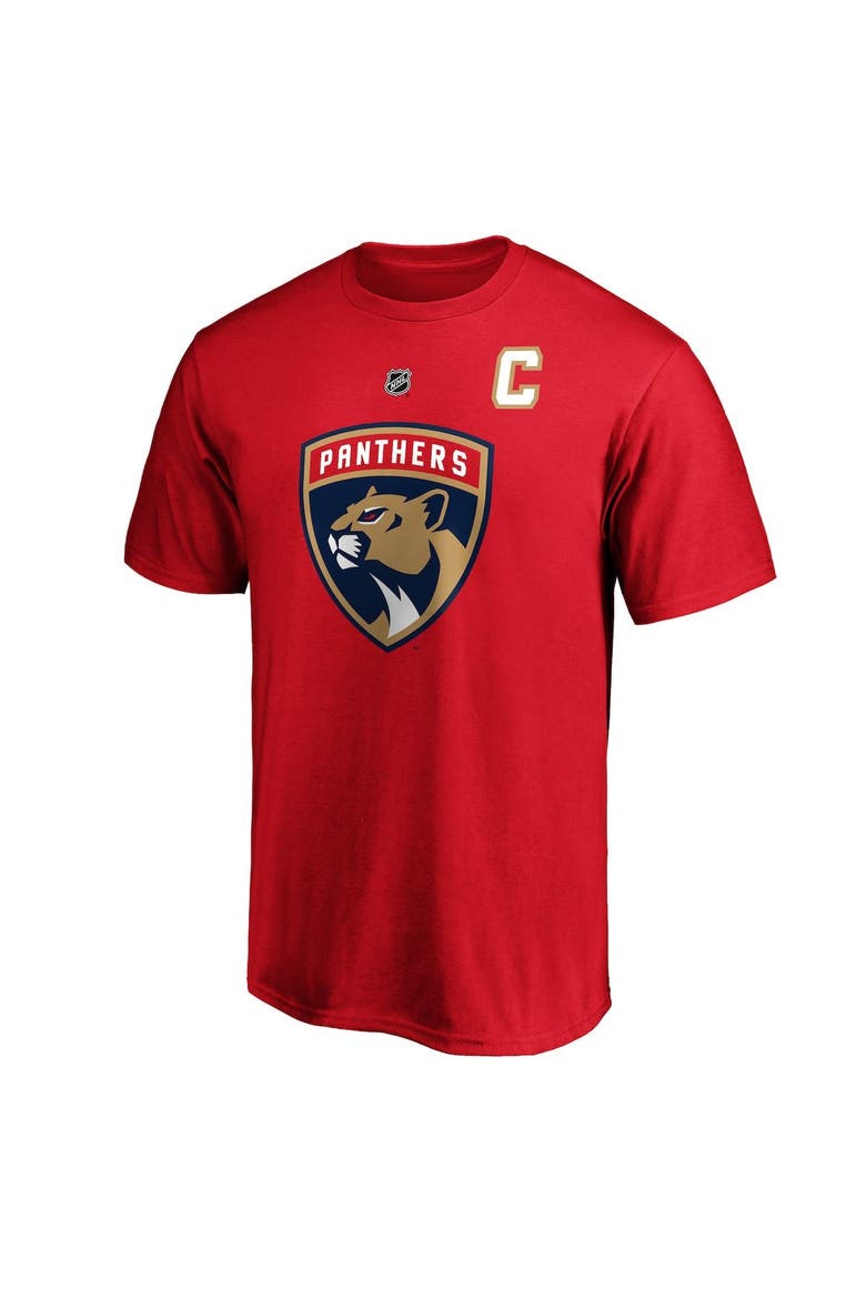 Men's Fanatics Branded Aleksander Barkov Red Florida Panthers Team Authentic Stack Name & Number T-Shirt, Alternate, color, Red