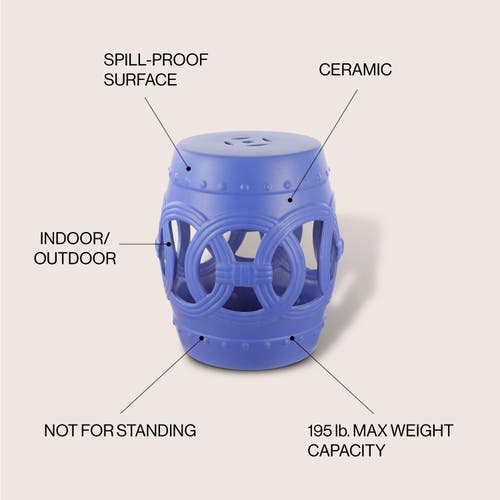 Jonathan Y Lucky Coins 16" Chinese Ceramic Drum Garden Stool In Matte Blue