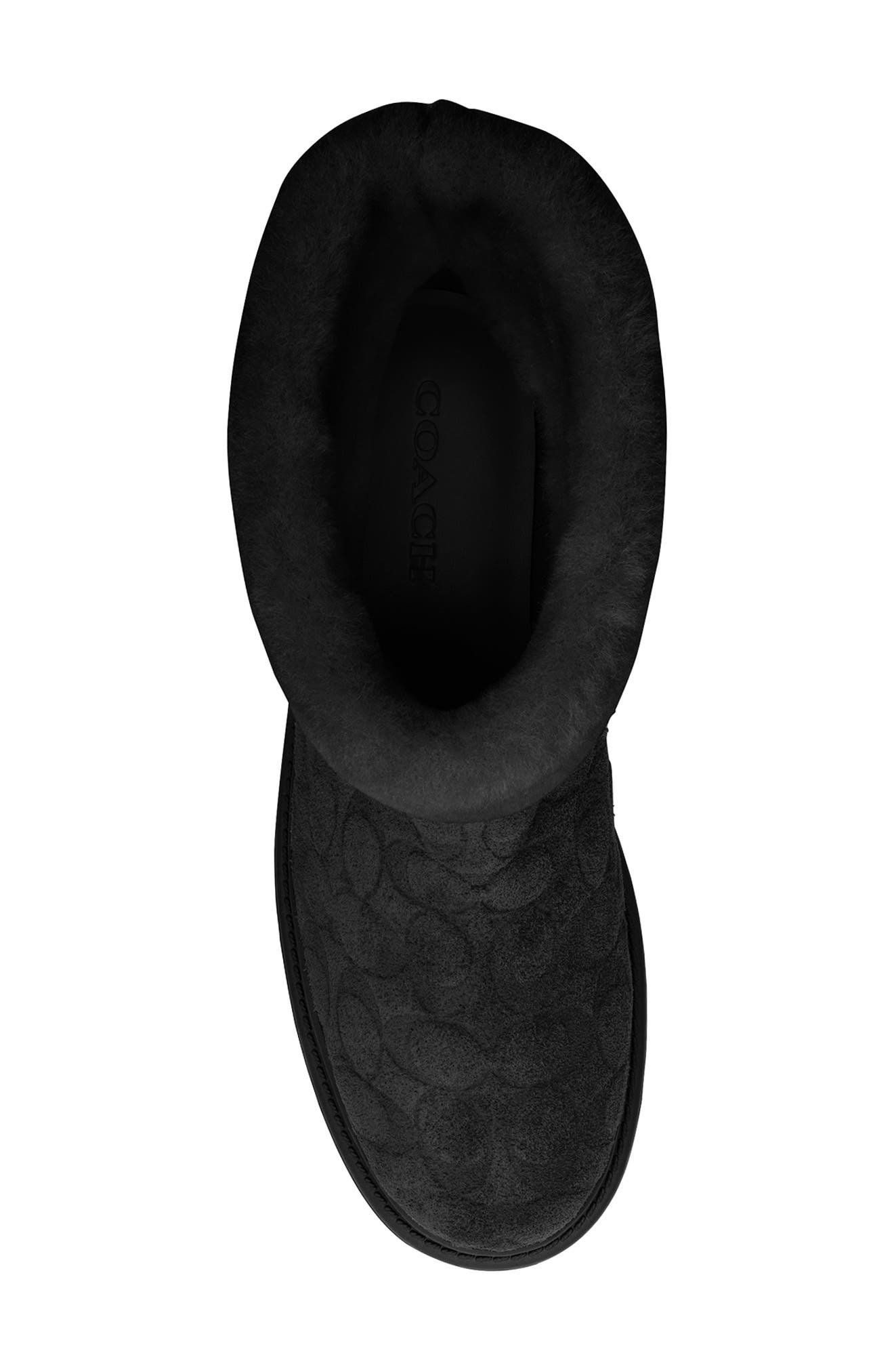 COACH Chunky High-Pile Fleece Boot, Alternate, color, Black