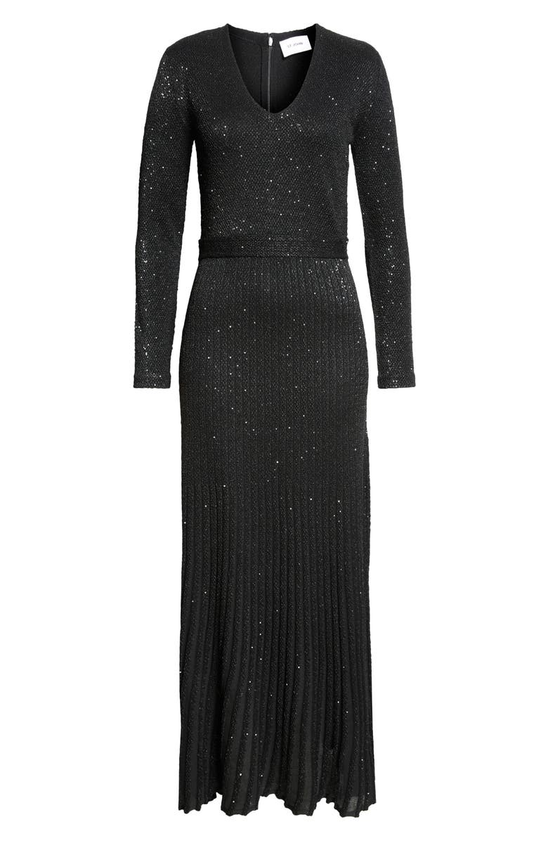 ST. JOHN Sequin Embroidered Long Sleeve Knit Dress, Alternate, color, 