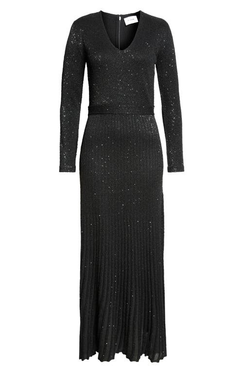 St John St. John Collection Sequin Embroidered Long Sleeve Knit Dress In Black