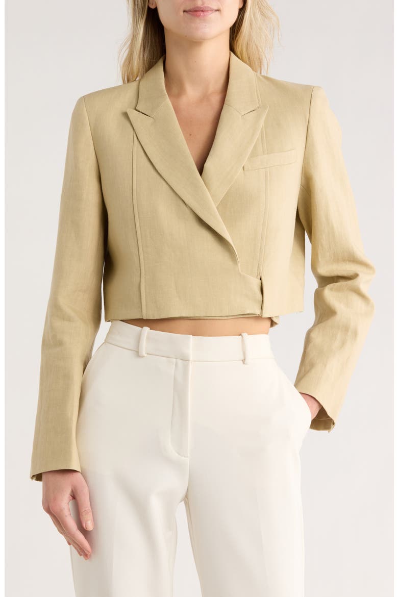 Hunter Cropped Linen Blazer, Main, color, SAFARI