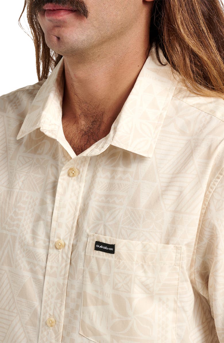 Quiksilver Geo Print Cotton Blend Button-Up Shirt, Alternate, color, Off White