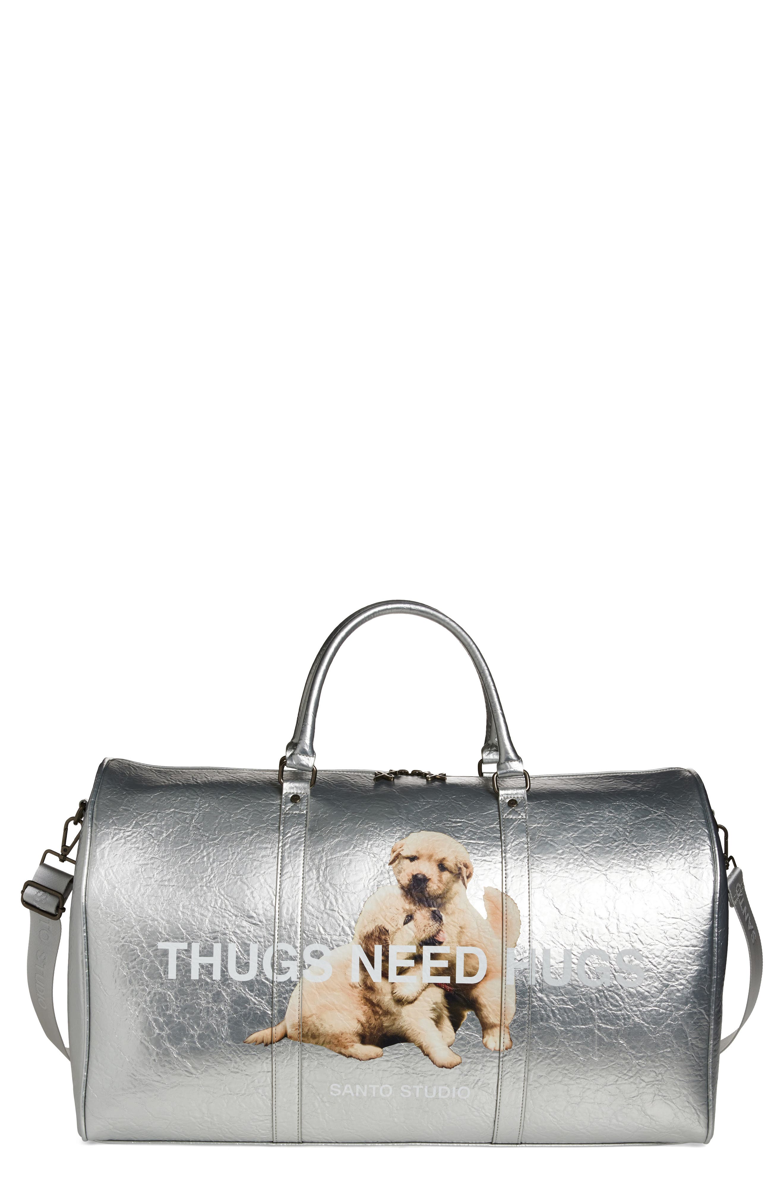SANTO STUDIO Elly De La Cruz Silver Duffel Bag, Main, color, Silver