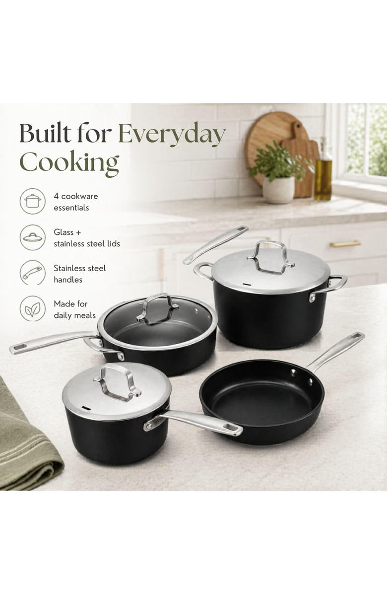 Alva Maestro 7-Piece Ceramic Nonstick Cookware Set - Induction & Oven Safe, Alternate, color, Black