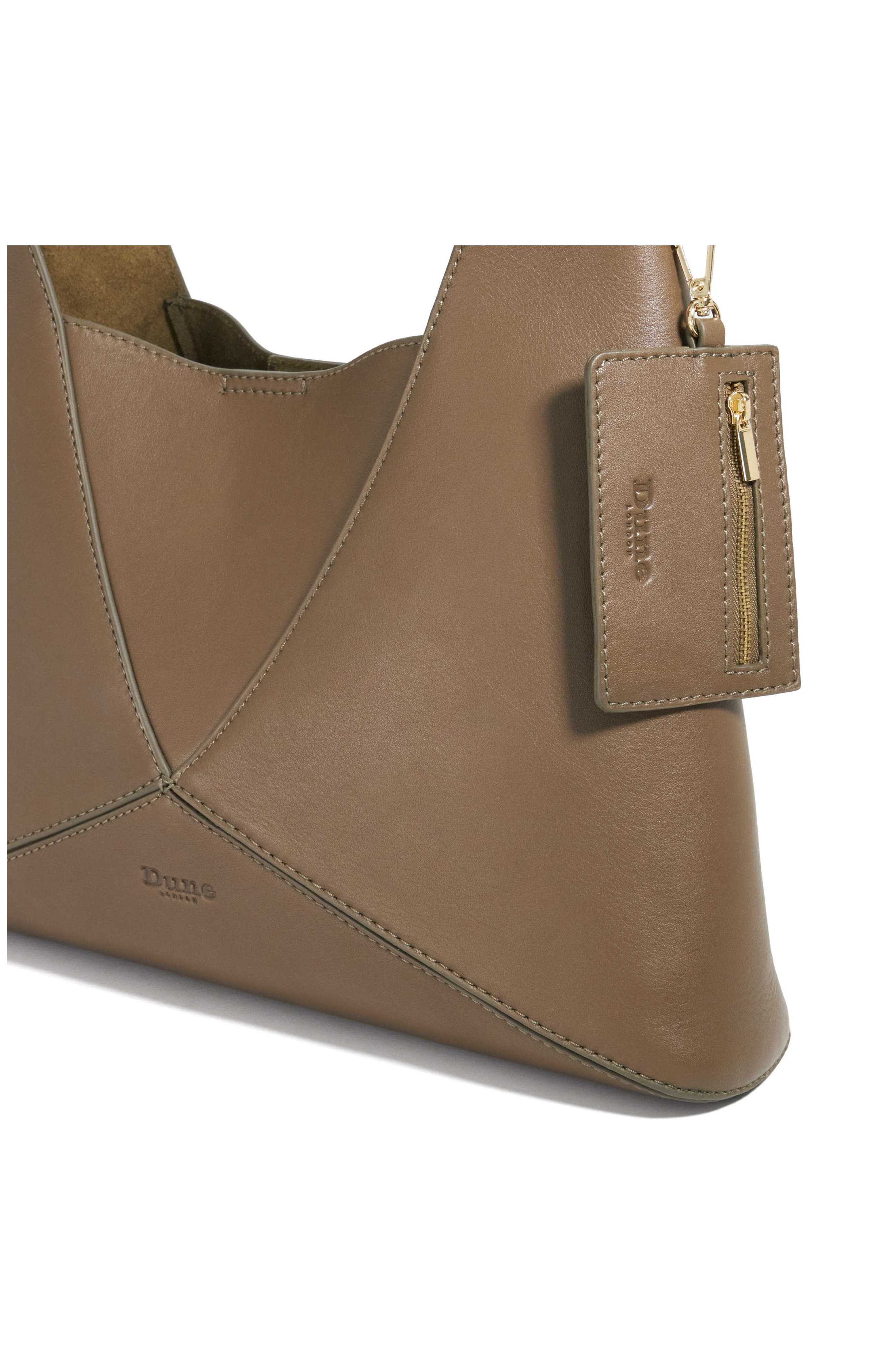 Dune London Dinidearest Leather Shoulder Bag, Alternate, color, Khaki