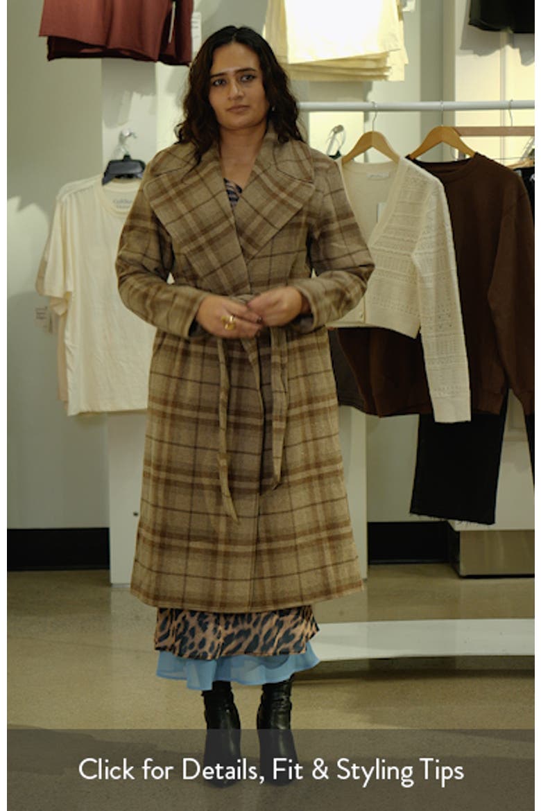美品　Ralph Lauren オンブレチェックwool jacket coat Lauren Ralph Lauren Plaid Wool Blend Twill Wrap Coat (Women