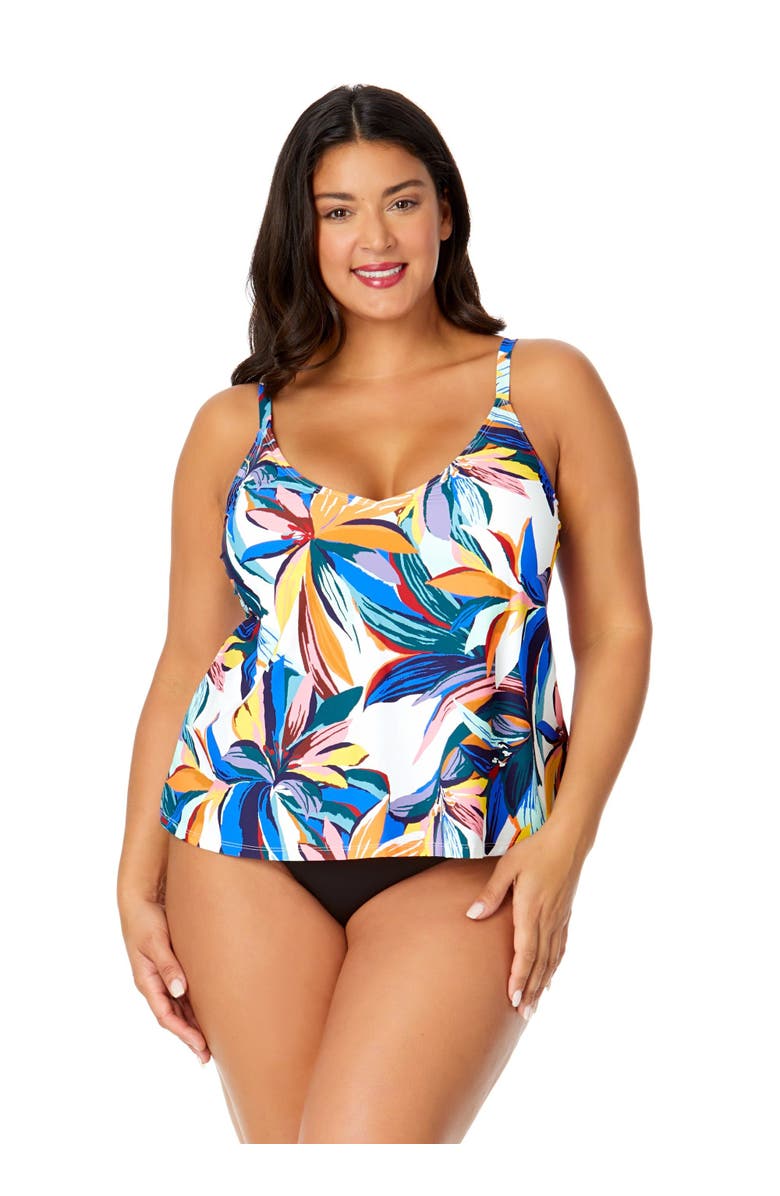 Anne Cole Plus Women's Plus Riviera Floral Easy Triangle Tankini Swim Top, Main, color, Riviera Floral
