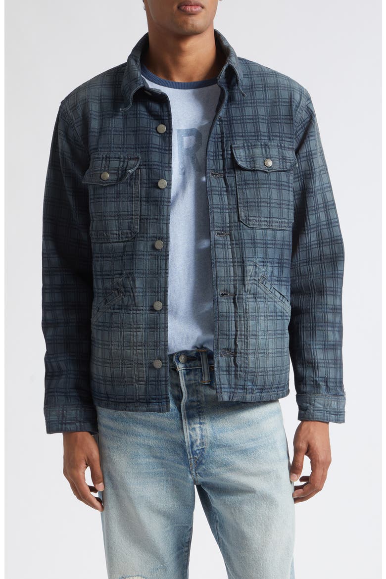 Holland Wash Plaid Jacquard Denim Overshirt, Main, color, HOLLAND WASH