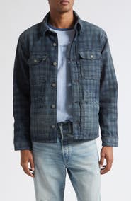 Double RL Holland Wash Plaid Jacquard Denim Overshirt