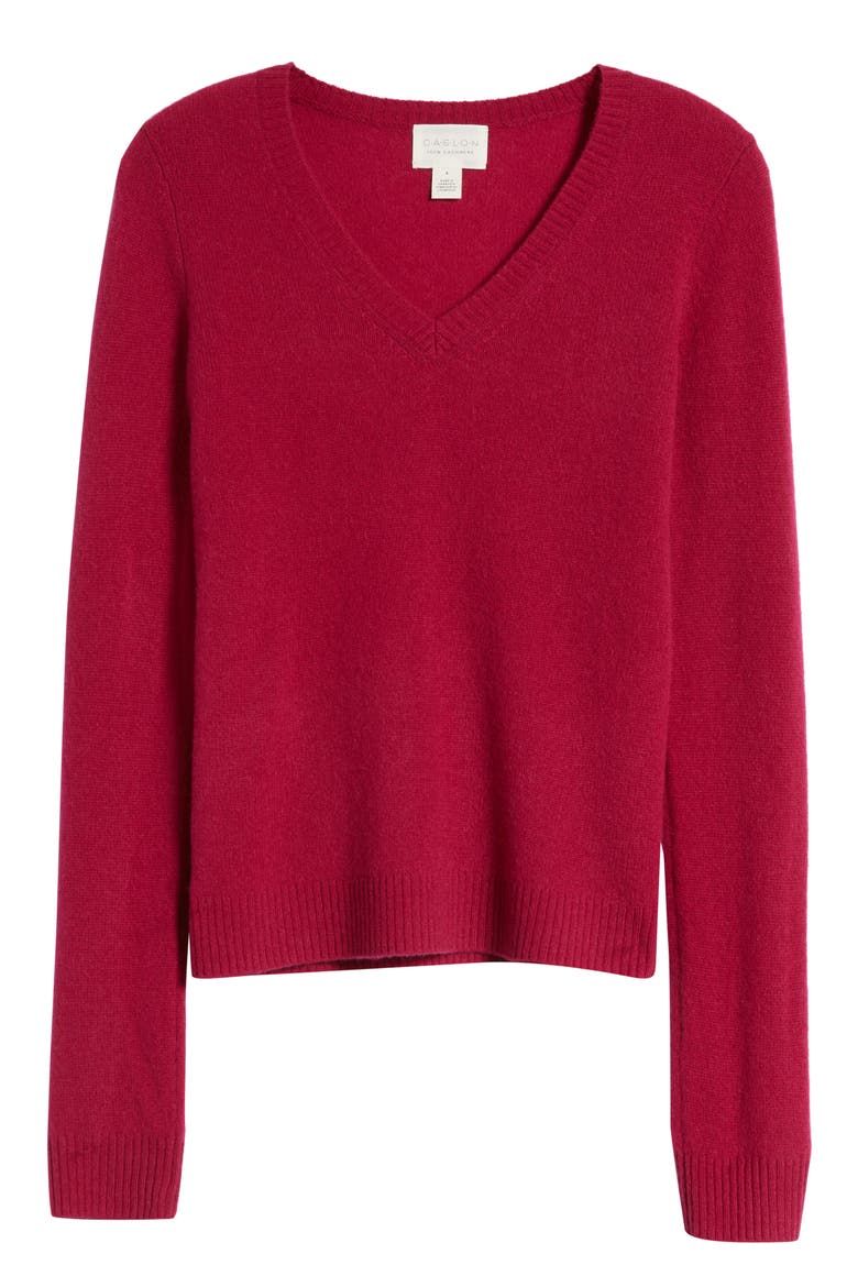 Cashmere V-Neck Sweater, Alternate, color, PINK PLUMIER