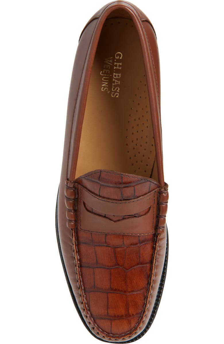 G.H.BASS Larson Easy Weejun Penny Loafer, Alternate, color, Brown Combo Croco
