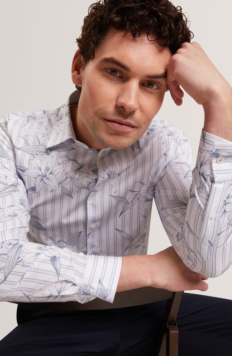 Ted Baker Cipher Long Sleeve Regular Fit Button-Up Shirt, Alternate, color, Light-Blue