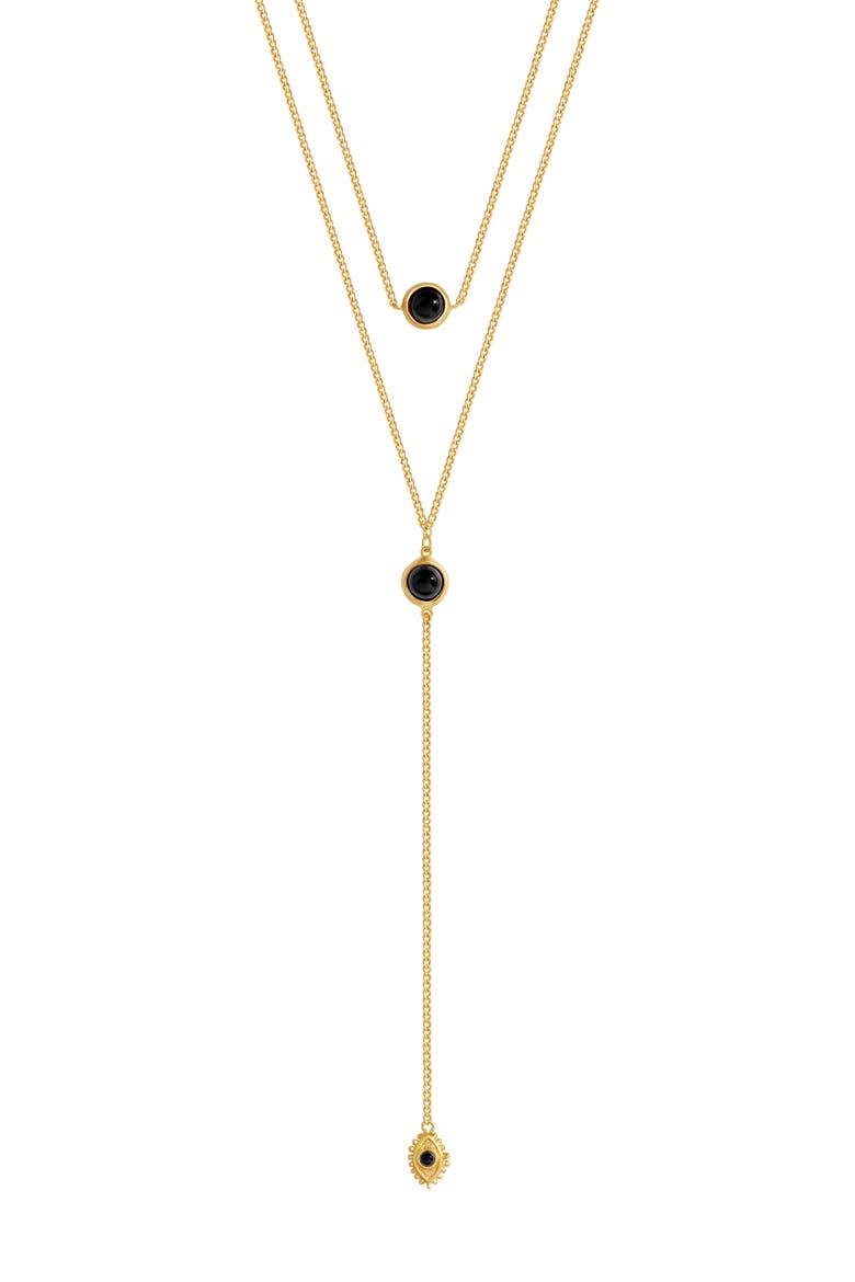 Mystic Drift Onyx Lariat Necklace, Main, color, Gold/Black