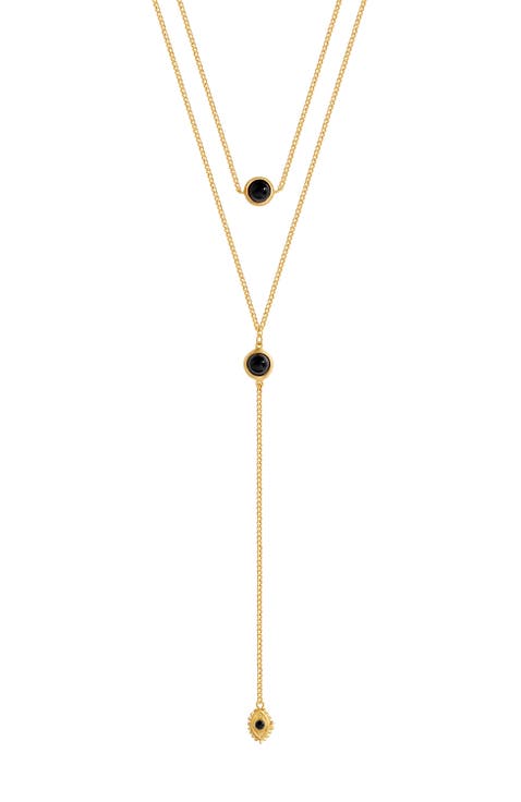 Mystic Drift Onyx Lariat Necklace
