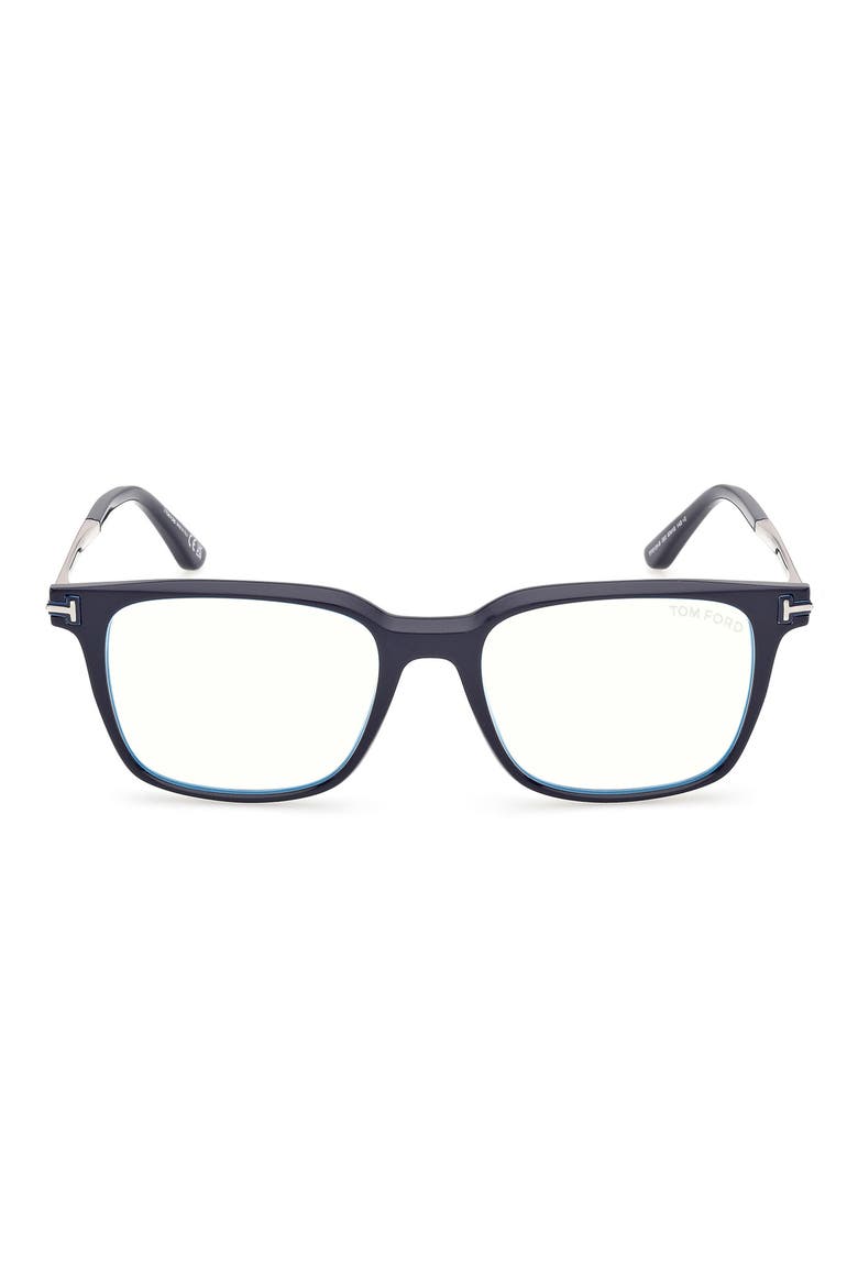 53mm Square Optical Glasses, Main, color, NAVY BLUE / SHINY PALLADIUM