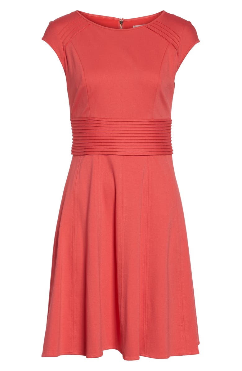Eliza J Pintucked Waist Seamed Ponte Knit Fit & Flare Dress, Alternate, color, 