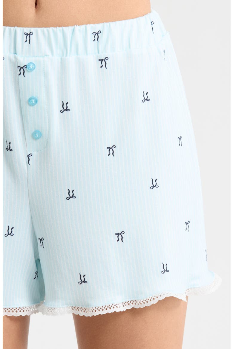 Eyelet Trim Short Pajamas, Alternate, color, BLUE BOW