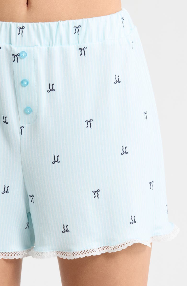 French Connection Eyelet Trim Short Pajamas, Alternate, color, Blue Bow