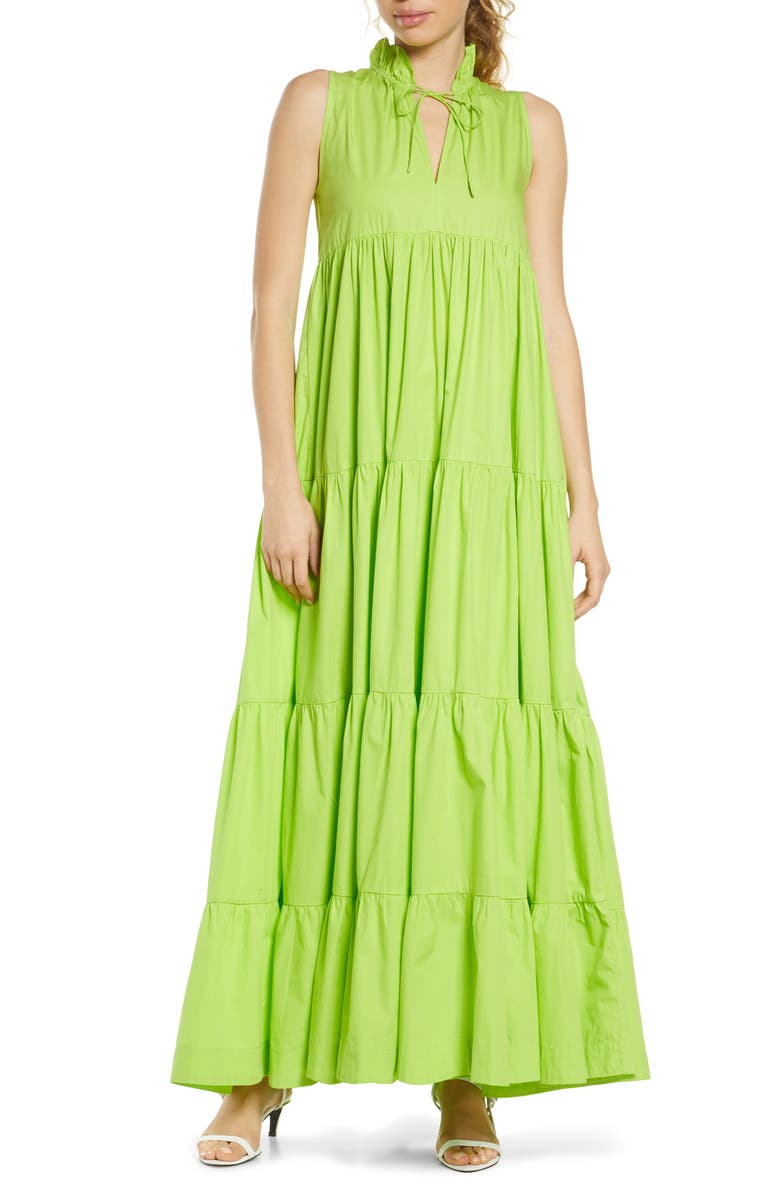S/W/F Zest Tiered Ruffle Cotton Maxi Dress, Main, color, 