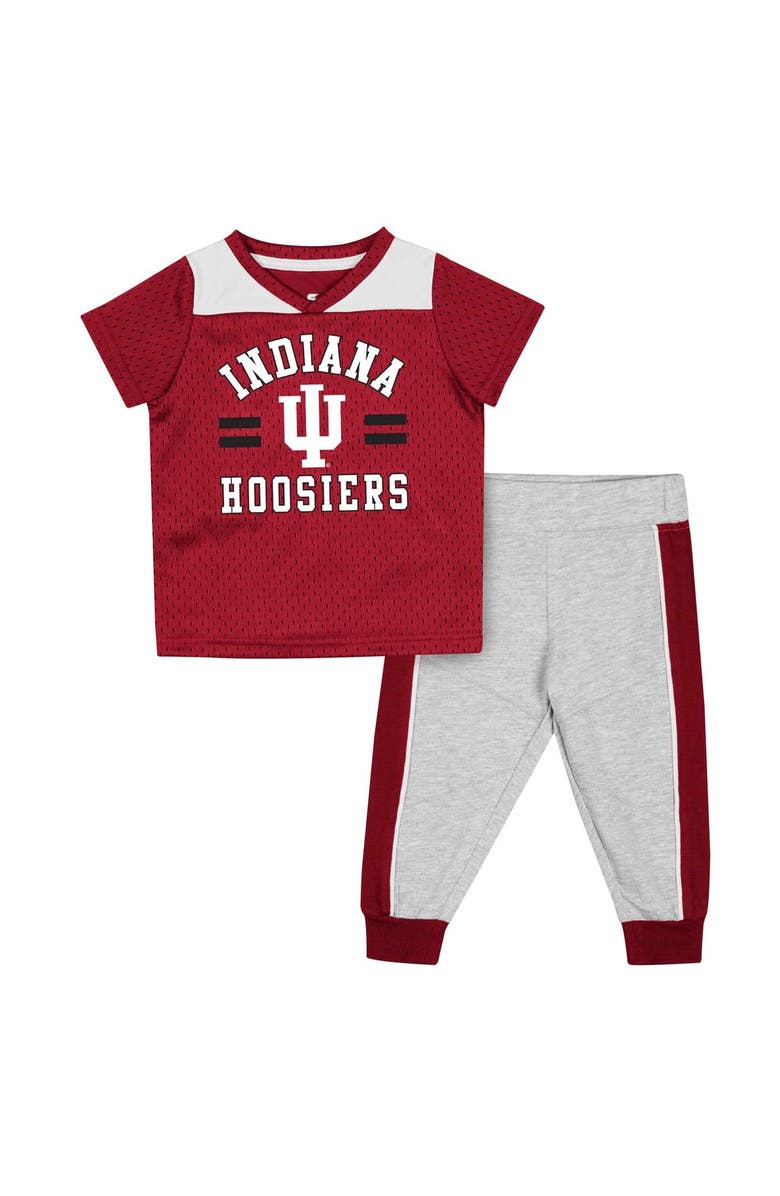 COLOSSEUM Infant Colosseum Crimson/Heather Gray Indiana Hoosiers Ka-Boot-It Jersey & Pants Set, Main, color, Crimson
