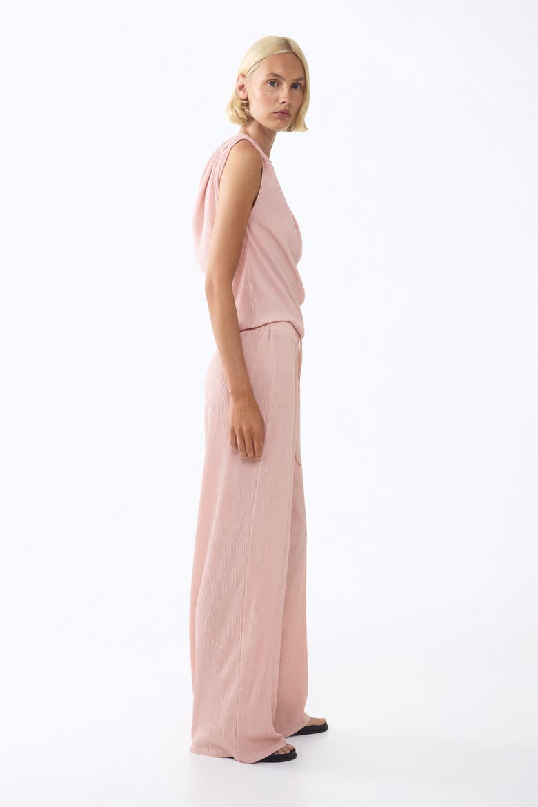 Crinkled Drawstring Pants, Alternate, color, Dusty pink