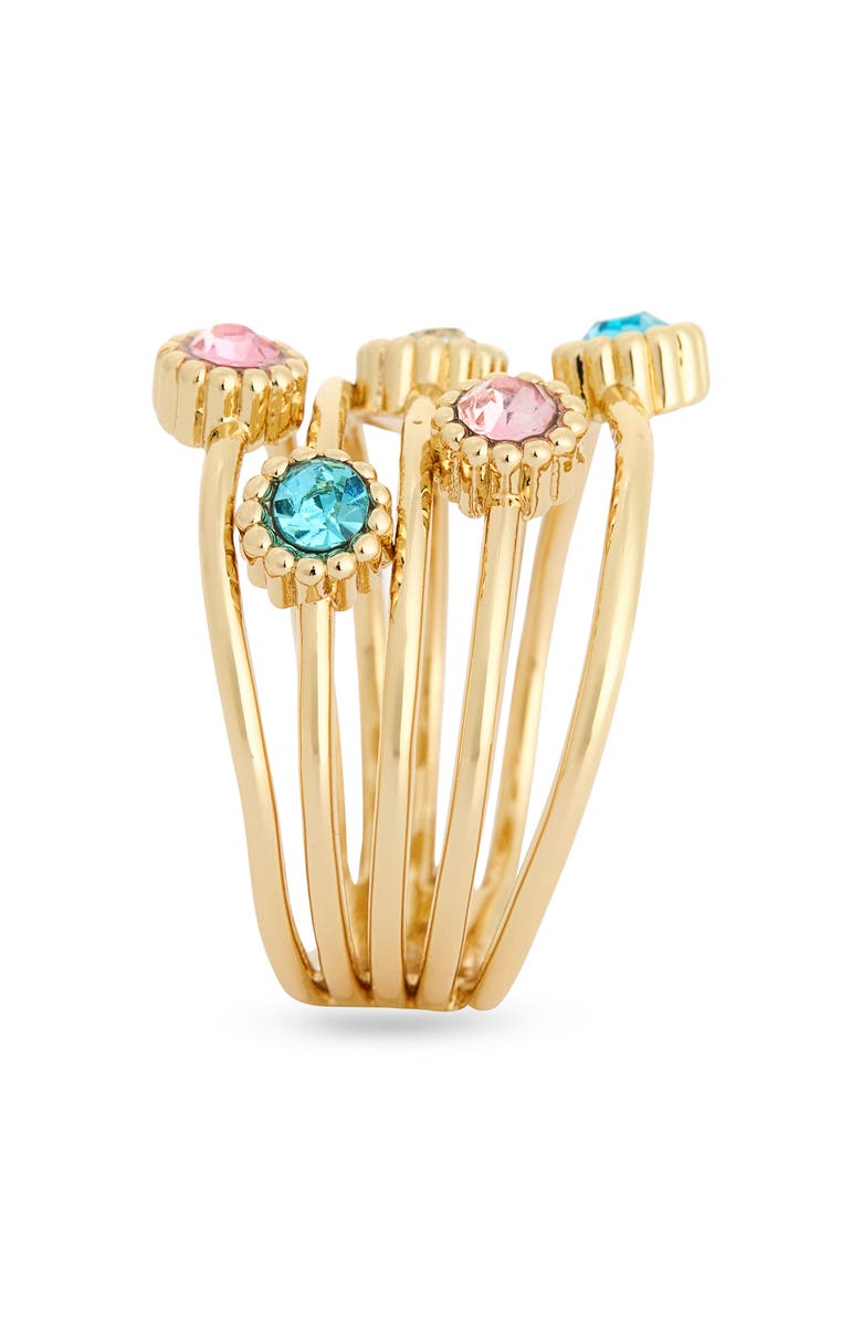 NORDSTROM RACK Bezel Crystal Layered Band Ring, Alternate, color, Pink Multi- Gold