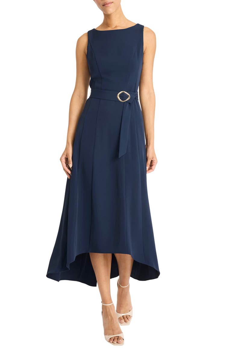 Belted High-Low Dress, Main, color, NAVY BLAZER