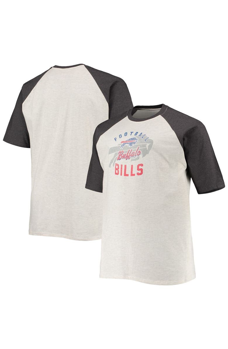 PROFILE Men's Oatmeal/Heathered Charcoal Buffalo Bills Big & Tall Raglan T-Shirt, Main, color, 