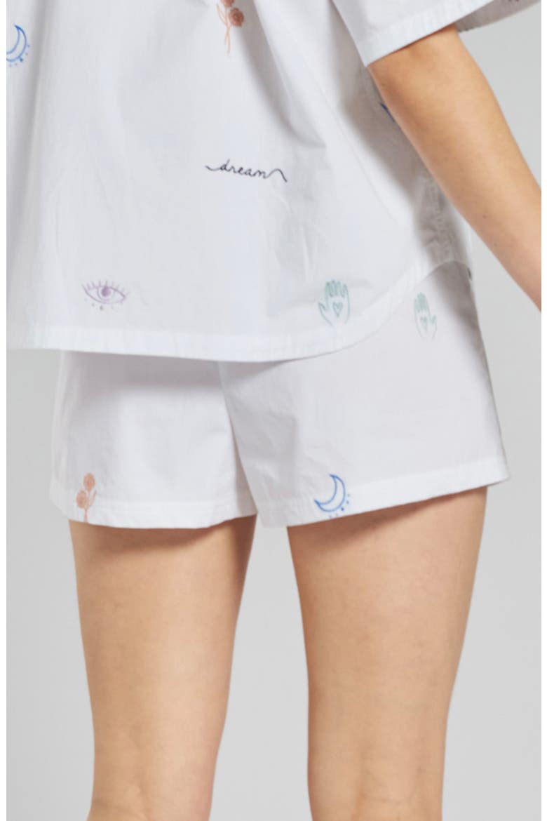 Tsubaki Embroidered Ethical-Cotton Pajama Shorts, Alternate, color, Glacier White