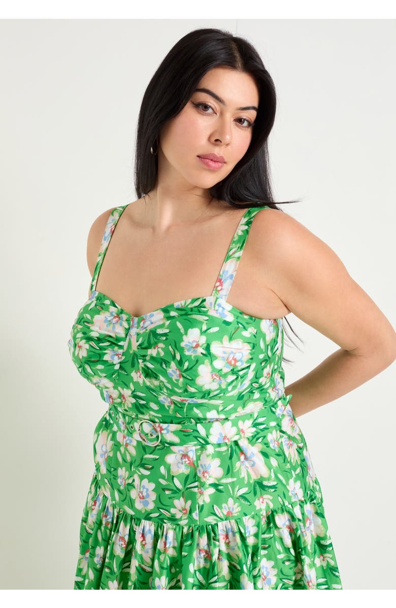 June + Vie High-Low Midi Dress, Alternate, color, Flowers Green
